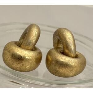 Vintage Gerda Lynggaard/Monies Gold Foil/Wood Door Knocker Clip On EARRINGS